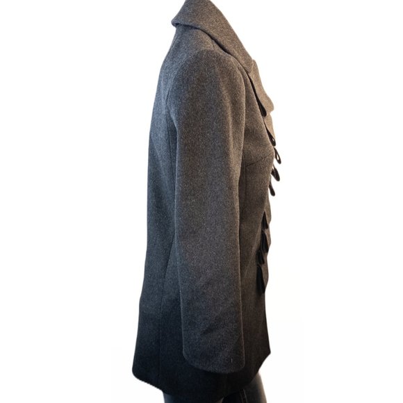 J Crew Womens Size P2 Grey 100% Brushed Wool Winter Coat Ruffle Script Jacket - Picture 2 of 9